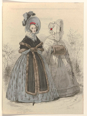 La Mode, January 14, 1837, Pl. 539, Georges Jacques Gatine, 1837 Canvas Print