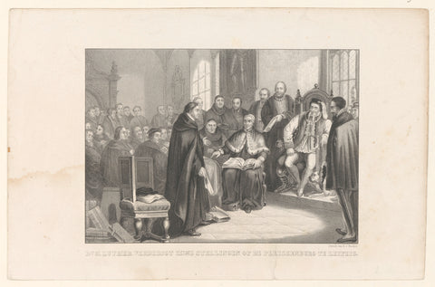 Luther defends his theses in Leipzig, 1519, anonymous, Hilmar Johannes Backer, 1822 - 1845 Canvas Print