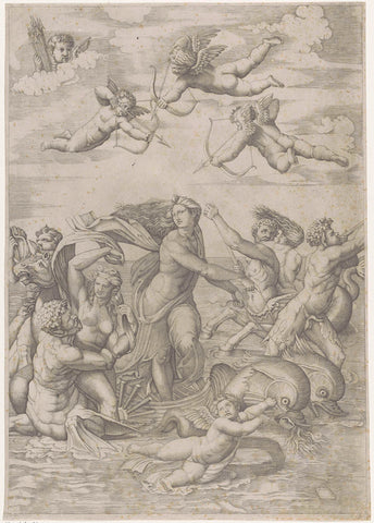 Triumph of Galatea with tritons and nereids and putti, anonymous, 1515 - 1576 Canvas Print