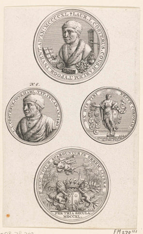 Medals on the occasion of the third centenary of the invention of printing in 1740, anonymous, 1738 - 1740 Canvas Print