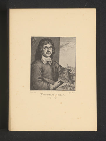 Reproduction of an etching of a portrait of Wenceslaus Hollar by Wenceslaus Hollar, Joseph Maes, c. 1872 - in or before 1877 Canvas Print