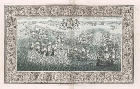 Reproduction of a tapestry over the Spanish Armada (July 23-24), John Pine, 1739 Canvas Print