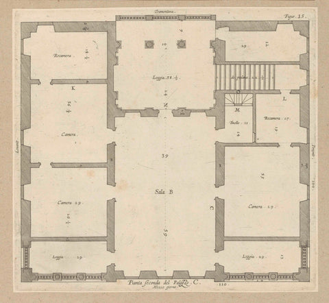 Map of the first floor of the Villa Spinola di San Pietro in Genoa, Nicolaes Ryckmans, 1622 Canvas Print