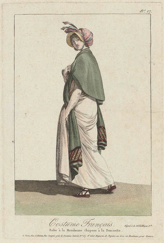 Costume Français, then Nouveau Costume Parisien 1799-1810, No. 17 : Robe à la Mesulmane (...), anonymous, 1799 - 1810 Canvas Print