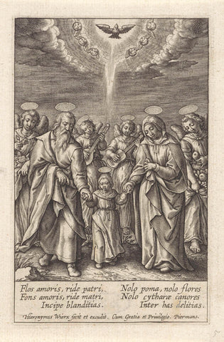 Maria with her parents Joachim and Anna, Hieronymus Wierix, 1563 - before 1619 Canvas Print