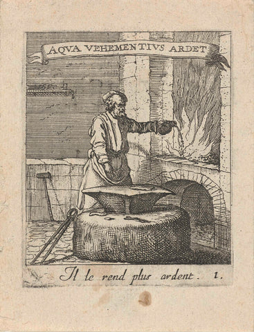 Blacksmith by a fire, Albert Flamen, 1672 Canvas Print