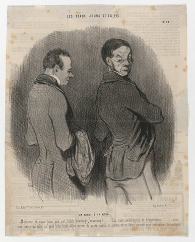 Le Charivari, Les Beaux Jours de la vie, ca. 1845 - 1850, No. 68 : Un habit à la mod (...), Honoré Daumier (possibly), c. 1845 - c. 1850 Canvas Print