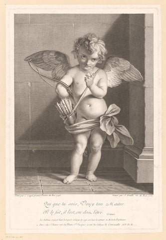 Amor with bow and arrow, Jean Daullé, 1755 Canvas Print