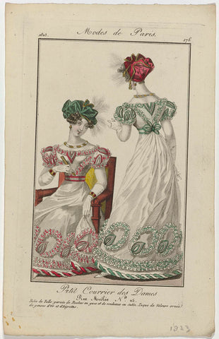 Petit Courrier des Dames, 1823, No. 176 : Robe de Tulle garnie de Ruches (...), anonymous, 1823 Canvas Print