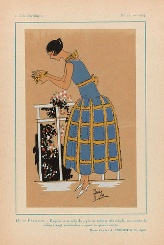 Très Parisien 1923 No 11: 13.- PAPILLON. - Exquisite this style dress..., G-P. Joumard, 1923 Canvas Print