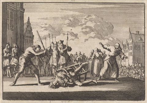 At Mainz, the imperial chief of war commissioner Cronsbruck is beheaded, 1691, Jan Luyken, 1698 Canvas Print