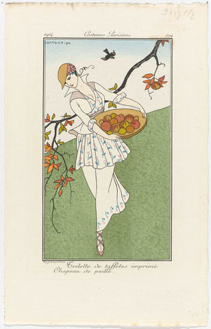 Journal des Dames et des Modes, Costumes Parisiens, 1914, No. 179 : Toilette de taffetas (...), George Barbier, 1914 Canvas Print