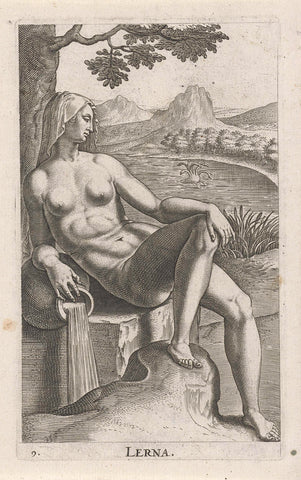 Waternimf Lerna, Philips Galle, 1587 Canvas Print