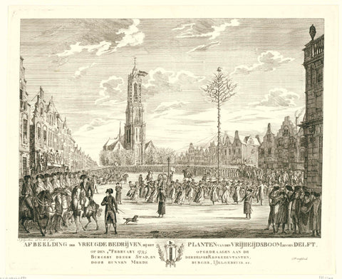 Feest bij planten van vrijheidsboom te Delft, 1795, Johannes Jelgerhuis, 1795 - 1797 Canvas Print