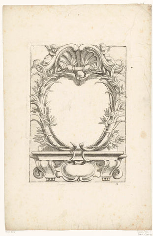 Cartouche of palm leaves and laurel branches, Lodovico Mattioli, c. 1670 - c. 1680 Canvas Print