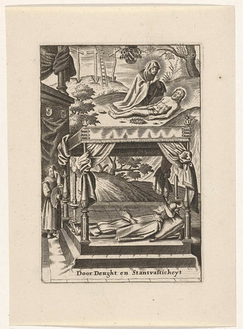 Mary with the Body of Christ and a Courtier, Aegidius van Schoor, 1630 Canvas Print