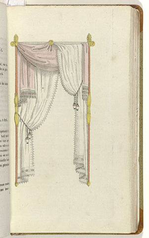 Elegantia, or magazine of fashion, luxury and taste for women, April 1809, top p. 124 : Elegant window drapery, anonymous, 1809 Canvas Print