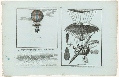 Hot air balloon by Jean-Pierre Blanchard, Rivière, 1784 Canvas Print