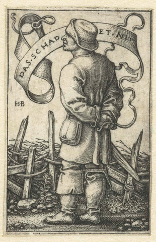 Farmer looks at the weather, Hans Sebald Beham, 1542 Canvas Print