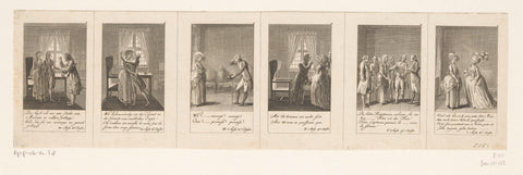 Six performances from Bretzner's Eheprocurator, Daniel Nikolaus Chodowiecki, 1784 Canvas Print