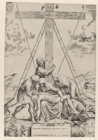 Bewening van Christus, Battista Angolo del Moro, 1572 Canvas Print