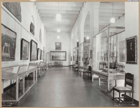 Room 110 seen to the southwest with paintings, prints and ship models, 1963 Canvas Print