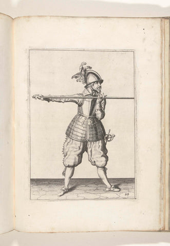 Soldier carrying his skewer with both hands horizontally at shoulder height, his right hand at the base of the weapon (no. 24), c. 1600, Jacob de Gheyn (II) (workshop of), 1597 - 1607 Canvas Print