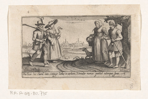 Boeren die ter mark, ca. 1610, anonymous, 1611 - 1613 Canvas Print