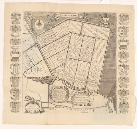 Map of the lots of the Wieringerwaard, 1611, anonymous, 1741 - 1747 Canvas Print