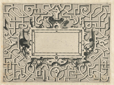 Rectangular cartouche surrounded by moresken, Johannes or Lucas van Doetechum, c. 1555 - c. 1560 Canvas Print