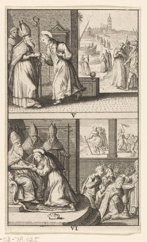 Scenes from the life of Saint Boniface, plates V and VI, ca. 672-754, unknown, 1640 - 1659 Canvas Print