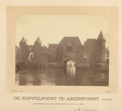 The Koppelpoort in Amersfoort (Buitenzijde). Memento of the restoration 1885 and 1886., J.W. Wentzel, 1886 - 1887 Canvas Print