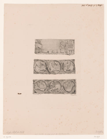 Bas reliefs on the sides of a font in church of Dendermonde, Charles Onghena, 1838 Canvas Print