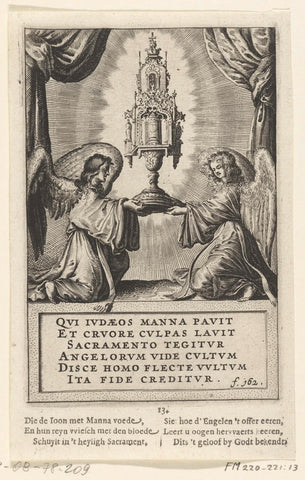 Two angels with the monstrance with the Blessed Sacrament, 13, anonymous, 1639 - 1699 Canvas Print