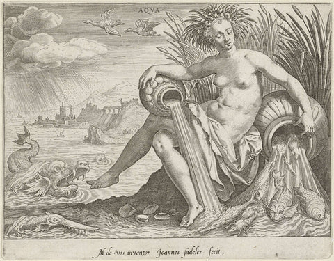 Water, Johann Sadeler (I), 1560 - 1600 Canvas Print