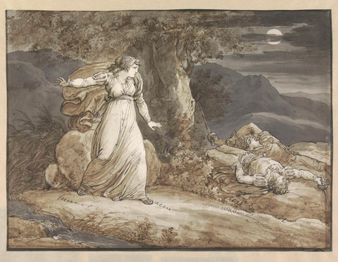 Colma Discovering the Dead Bodies of Salgar and her Brother, Bartolomeo Pinelli, 1809 Canvas Print