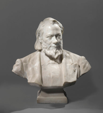 Bust of Johannes Josephus Herman Verhulst (1816-1891), exhibitor with pedestal of black granite with grey mica, Johan Keller, in or before 1892 Canvas Print