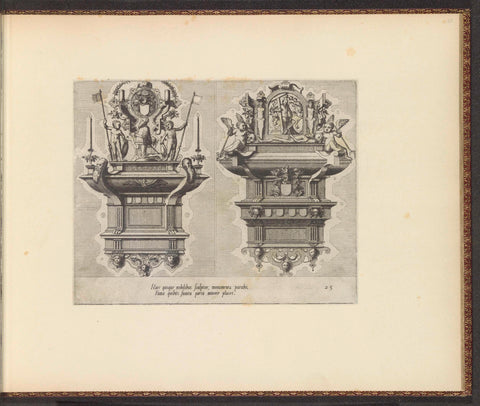 Two epitaphs with kneeling man and gisant, Johannes or Lucas van Doetechum, 1563 Canvas Print