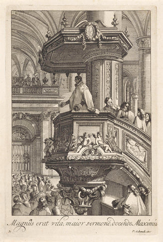 Preacher on pulpit, anonymous, 1675 - 1711 Canvas Print