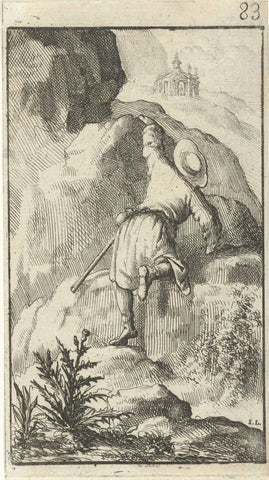 Christian climbs the hill Difficulty, Jan Luyken, 1684 Canvas Print