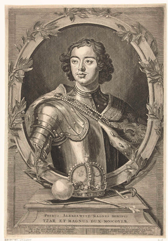 Portrait of Peter I the Great, Tsar of Russia in armour, Pieter van den Berge, 1698 - 1737 Canvas Print