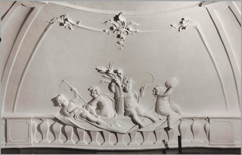 Detail of ceiling with putti and corn (Summer), after restoration, 1982 Canvas Print