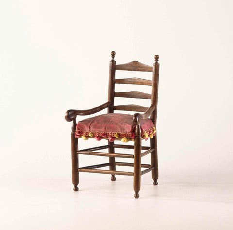 Armchair (model button chair) made of walnut with smooth, twisted posts and transverse lines, front legs and rear posts ending in finely turned buttons, anonymous, c. 1690 - c. 1710 Canvas Print