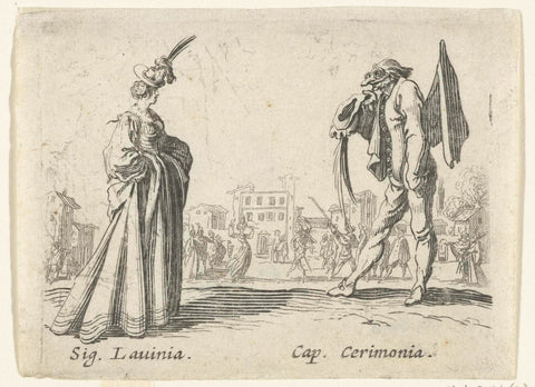 Two street artists as Signora Lavinia and Capitano Cerimonia, Jacques Callot, 1622 - 1670 Canvas Print