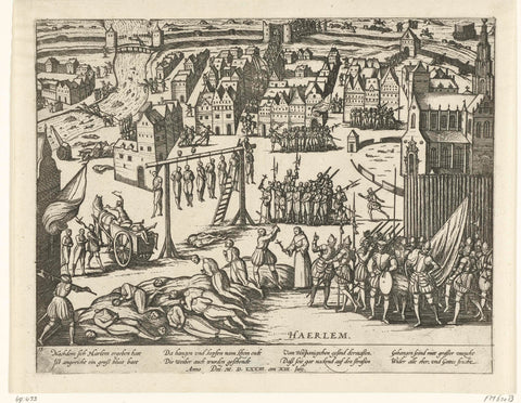 Murder in Haarlem by the Spaniards, 1573, Frans Hogenberg, 1573 - 1575 Canvas Print