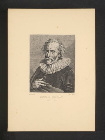 Reproduction of an engraving of a portrait of Abraham Bloemaert by Hendrik Snyers, Joseph Maes, c. 1872 - in or before 1877 Canvas Print