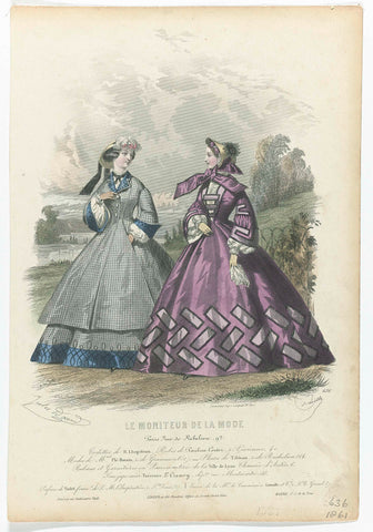 Le Moniteur de la Mode, 1861, No. 636 : Toilettes de R.Lhopiteau (...), Jean-Baptiste Réville, 1861 Canvas Print