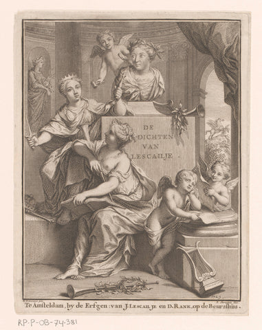 Bust of the poet Katharyne Lescaille in the midst of the muses, Louis Surugue, 1731 Canvas Print