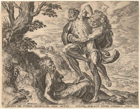 Hercules worstelt met Antaeus, Cornelis Cort, in or after 1563 - before 1595 Canvas Print