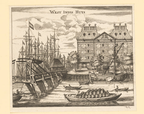 View of the West Indies Warehouse in Amsterdam, Jan Veenhuysen, 1664 Canvas Print